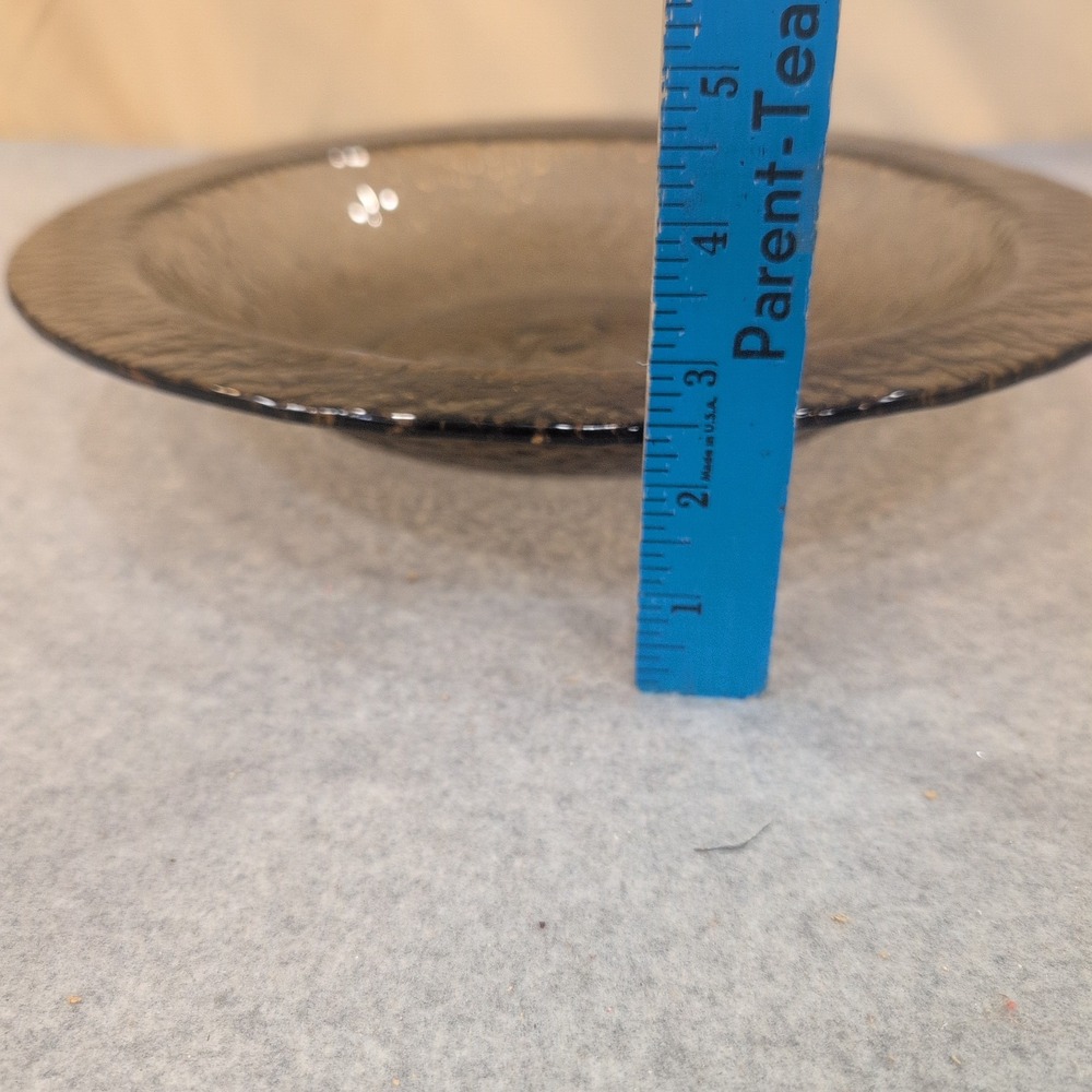 Southwestern Kokopelli Textured Smoke Glass Large Serving Bowl Brown Centerpiece - Picture 4 of 4
